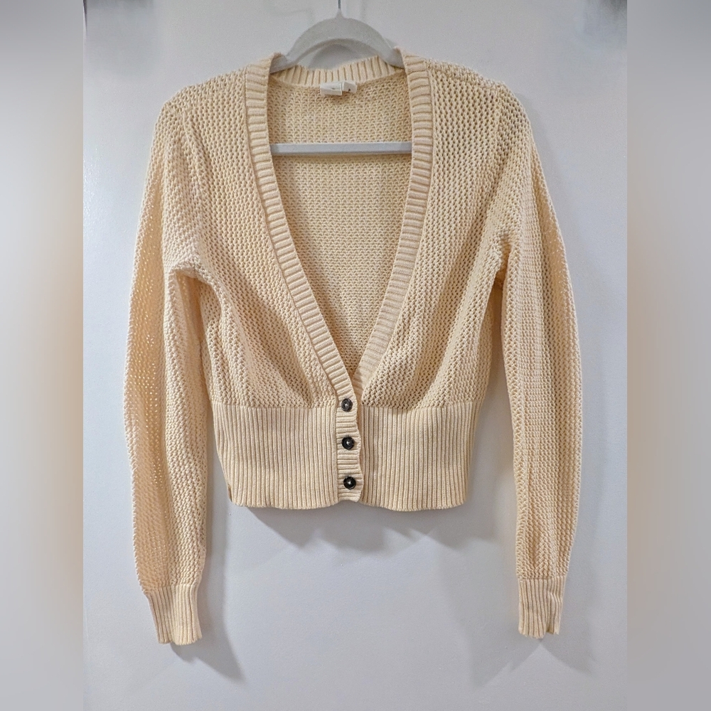 10 Tree Cream Chunky Knit Cardigan with V-Neck